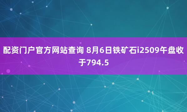 配资门户官方网站查询 8月6日铁矿石i2509午盘收于794.5